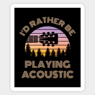 I'd Rather Be Playing Guitar Acoustic Guitar Headstock Vintage Sunset Sticker